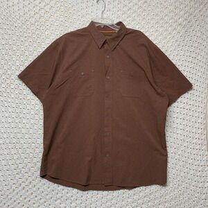Ridgecut Toughwear Shirt Men's XLT Brown Short Sleeve Button Down Hiking Fishing